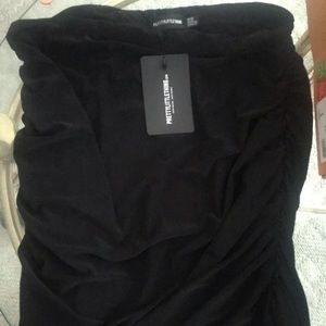 Black Slinky Ruched Side Mini Skirt